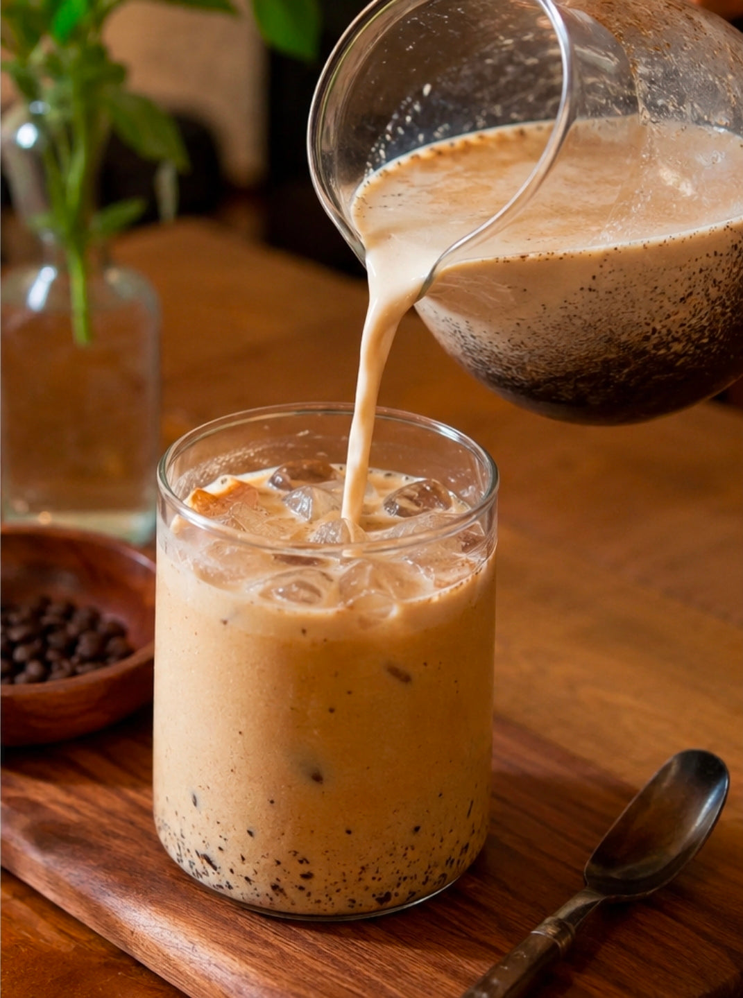 Milk brew coffee poured over ice