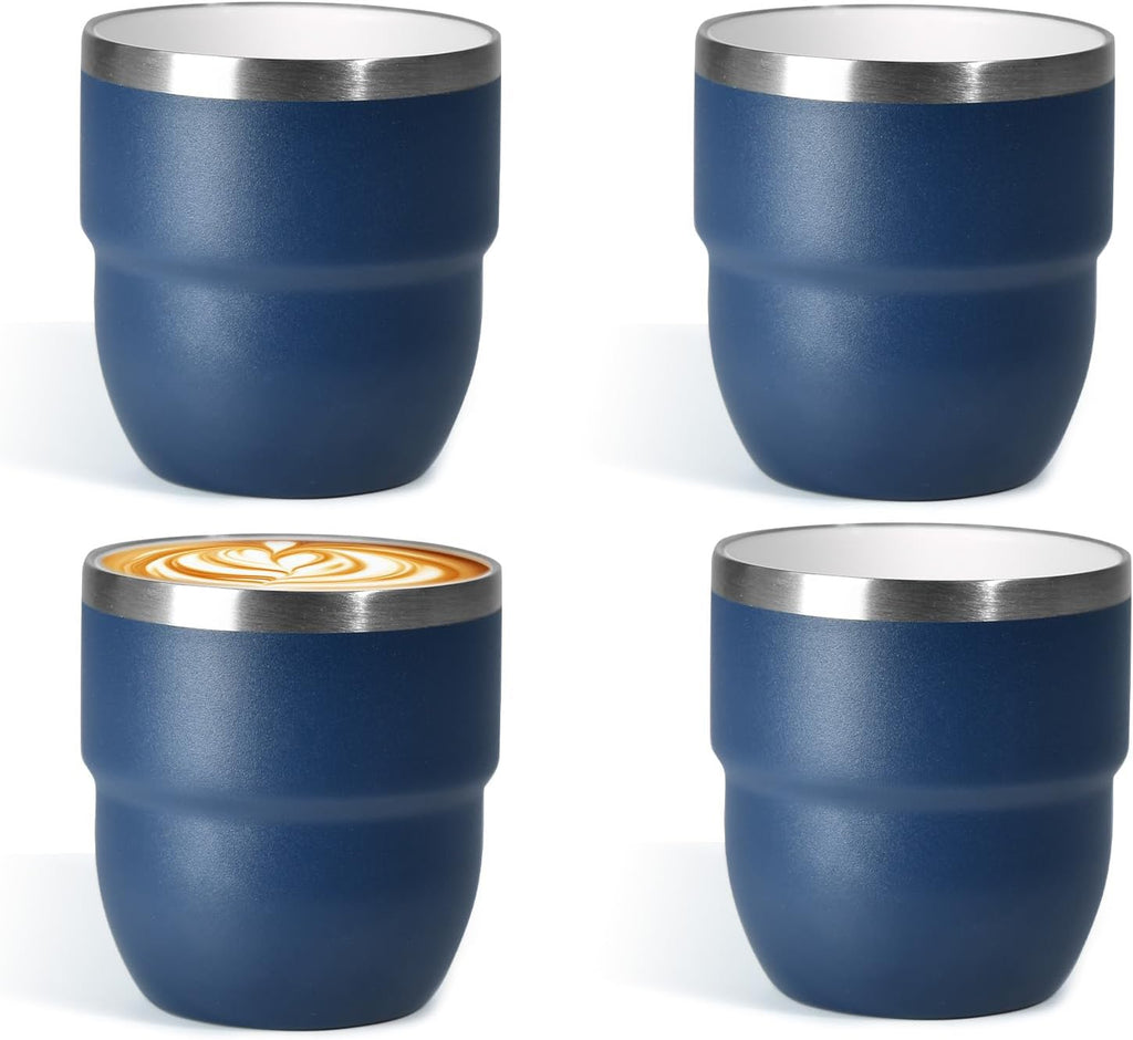 CHLJAR 4oz Espresso Cups — Ceramic-Lined Stainless Steel, Set of 4