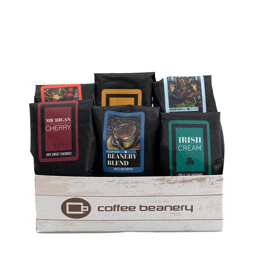 Coffee Beanery VIP Gift Basket – Specialty Arabica Flavored Coffees with Stainless Steel Tumblers