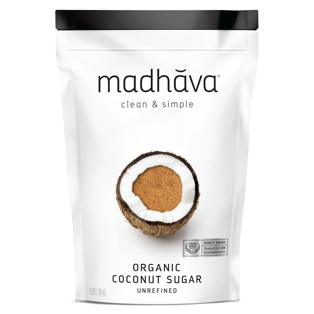 MADHAVA Organic Coconut Sugar – 3 lb Unrefined Natural Sweetener for Coffee & Tea