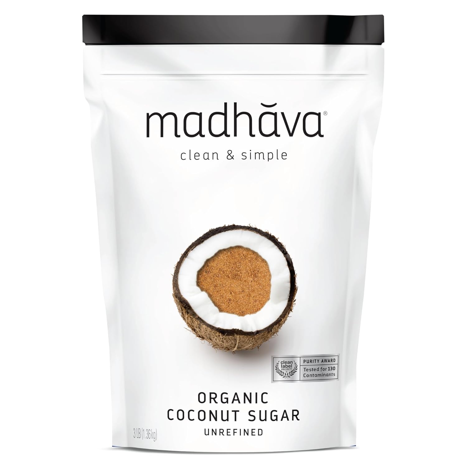 MADHAVA Organic Coconut Sugar – 3 lb Unrefined Natural Sweetener for Coffee & Tea
