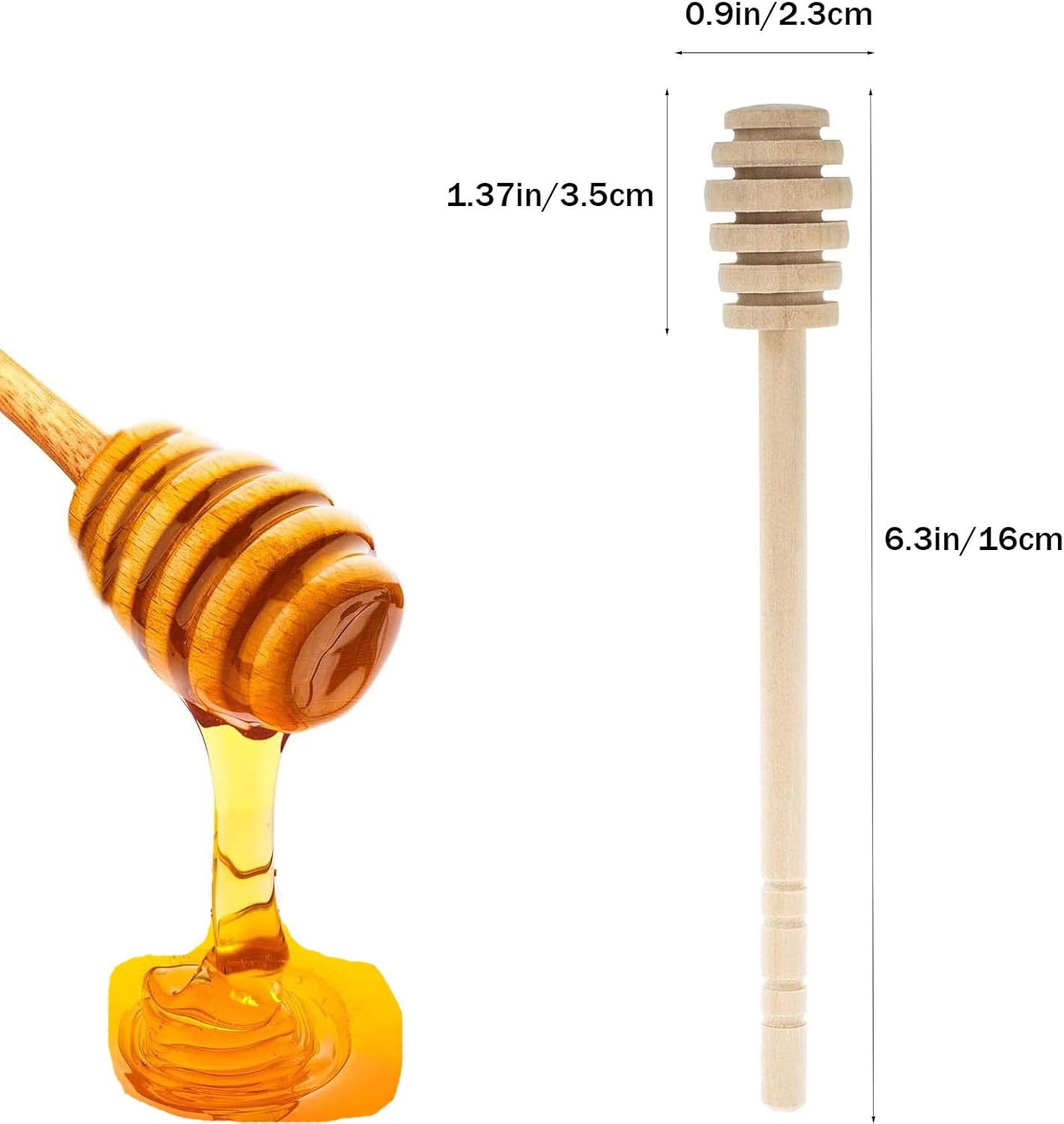 ICEYLI Wooden Honey Dipper Sticks – 4 Pack, 6.3 Inch Natural Wood