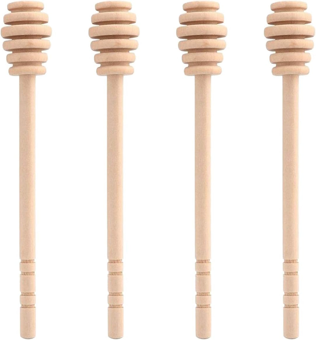 ICEYLI Wooden Honey Dipper Sticks – 4 Pack, 6.3 Inch Natural Wood