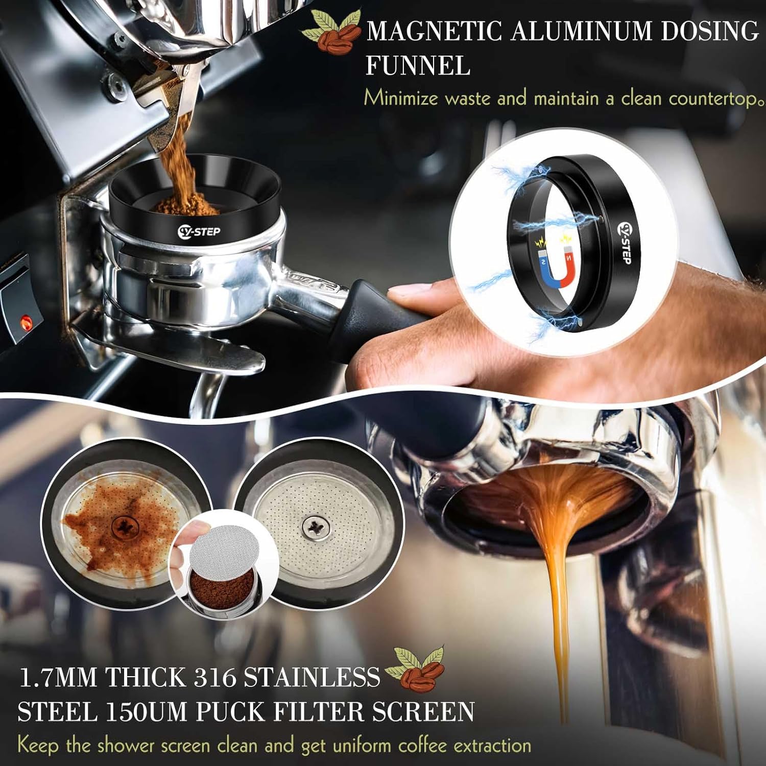 Y-Step 8 Pcs Espresso Accessories Kit - 51mm Tamper, WDT Tool & Tamping Station