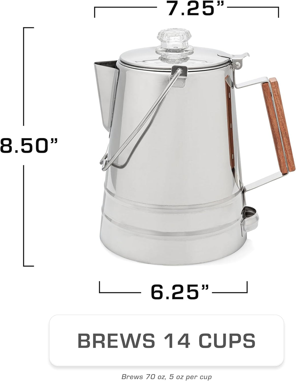 Cowboy Coffee Percolator — Stainless Steel Campfire Coffee Pot (24 Cup)