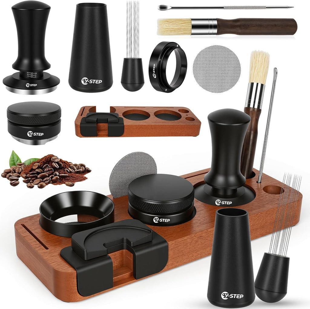 Y-Step 8 Pcs Espresso Accessories Kit - 51mm Tamper, WDT Tool & Tamping Station