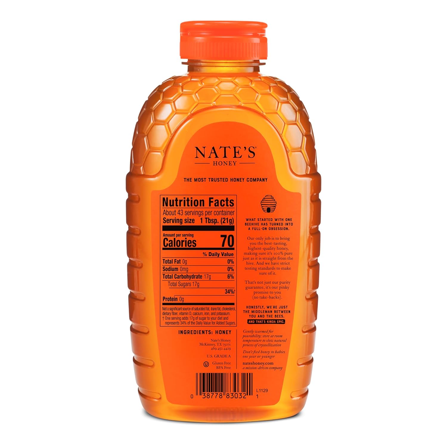 Nature Nate's 100% Pure Raw & Unfiltered Honey – Award-Winning Taste, 32 oz Squeeze Bottle