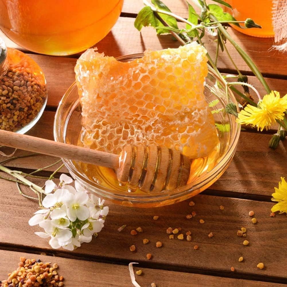 ICEYLI Wooden Honey Dipper Sticks – 4 Pack, 6.3 Inch Natural Wood