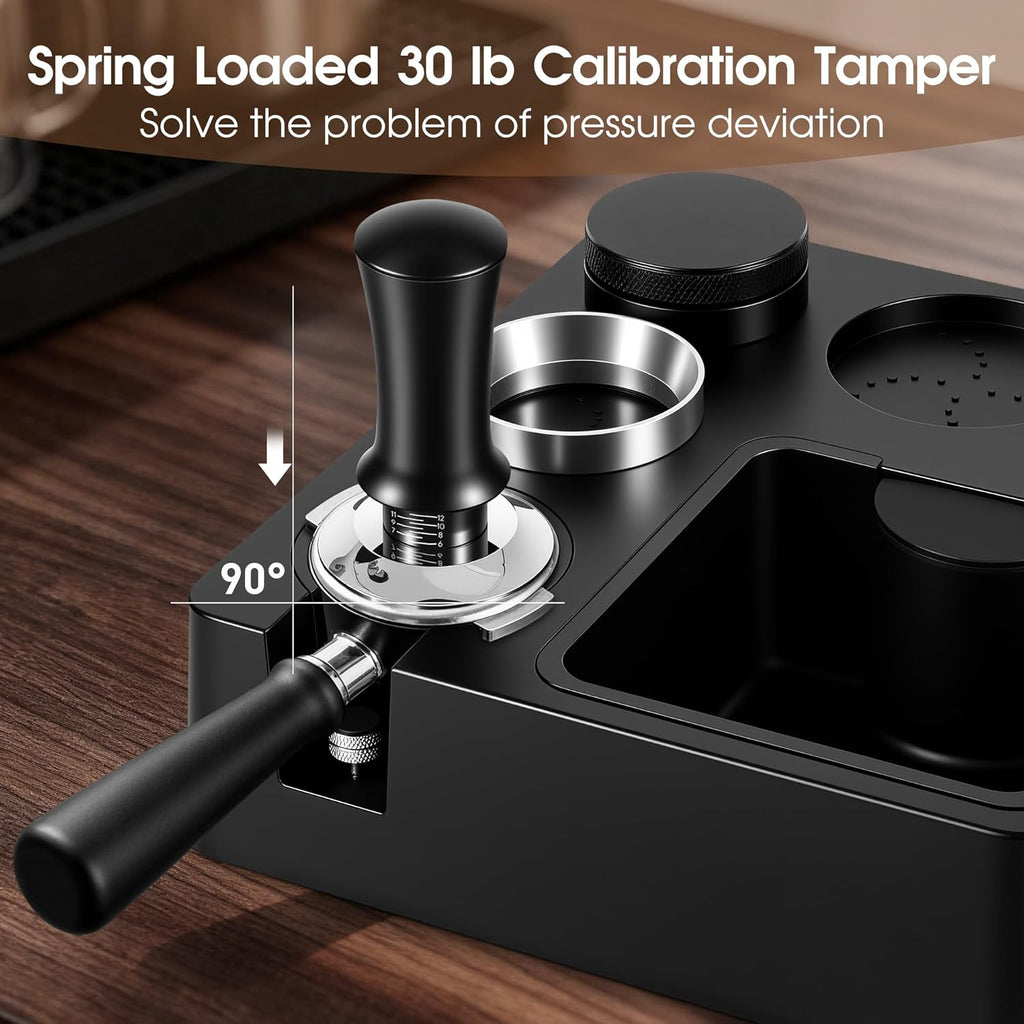 Reoszeank 51mm Espresso Accessories Kit - Knock Box & Tamping Station, Fits Delonghi & CASABREWS