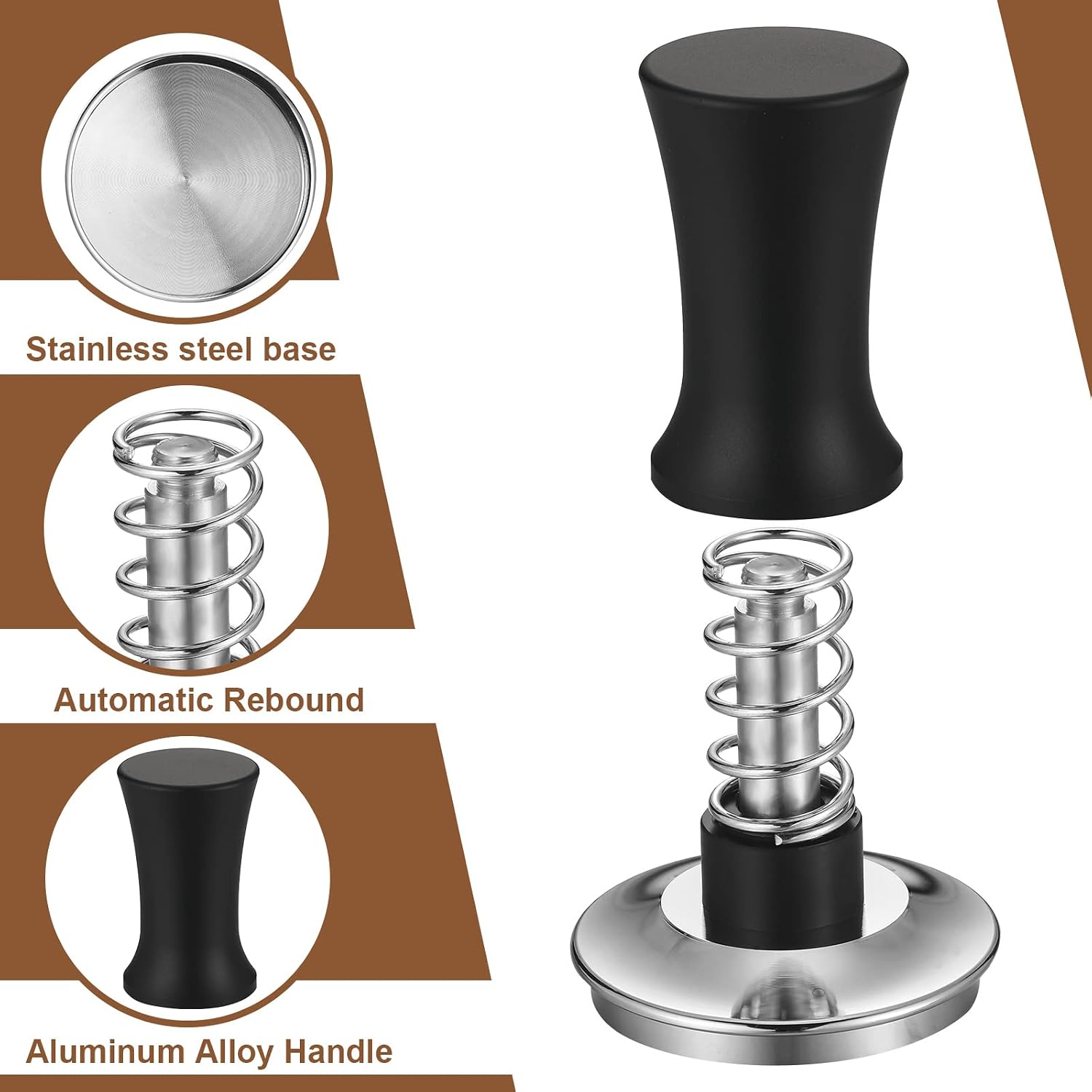 Roowest 5 Pack 54mm Espresso Accessories Kit - Wooden Tamper Station