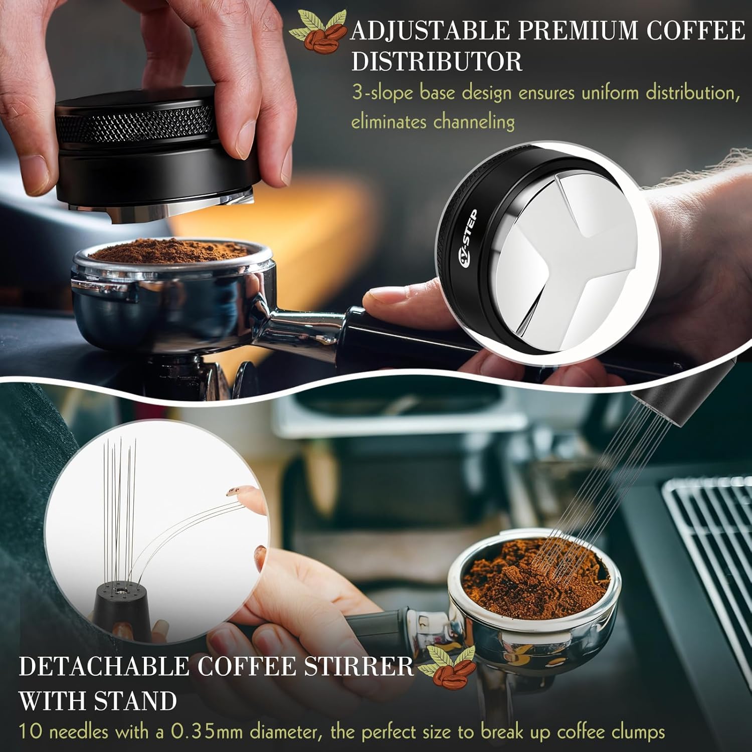 Y-Step 8 Pcs Espresso Accessories Kit - 51mm Tamper, WDT Tool & Tamping Station