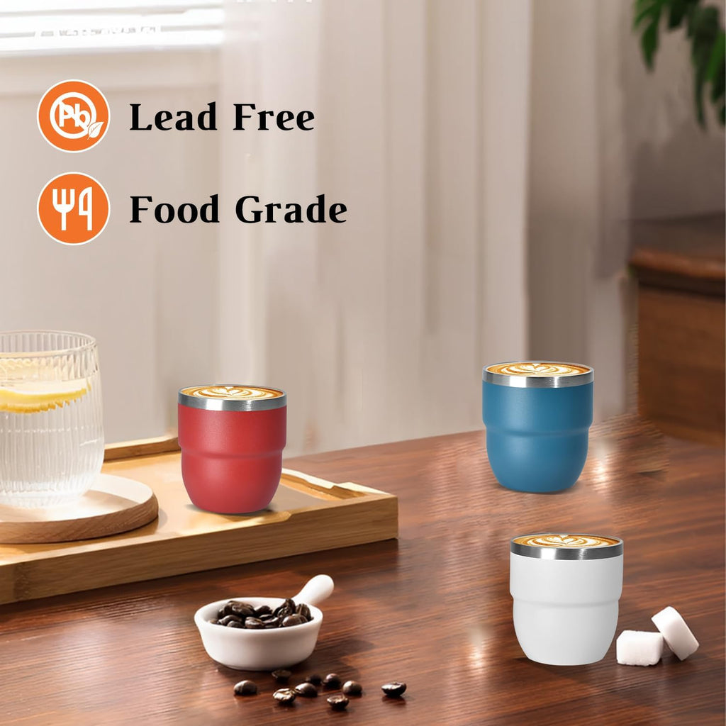CHLJAR 4oz Espresso Cups — Ceramic-Lined Stainless Steel, Set of 4