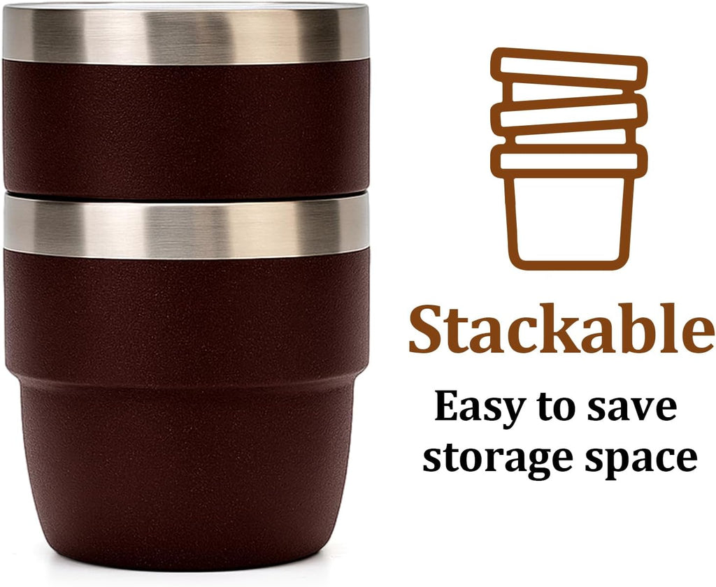 Zenbo 4oz Espresso Cups — Ceramic-Lined Stainless Steel, Set of 2
