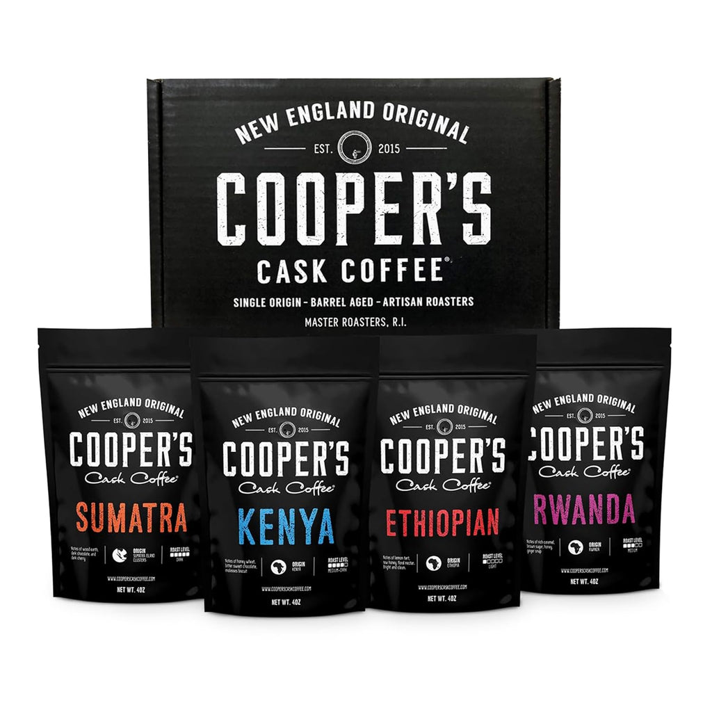 Gourmet Coffee Sampler Gift Box — Sumatra, Kenya, Rwanda &amp; Ethiopia
