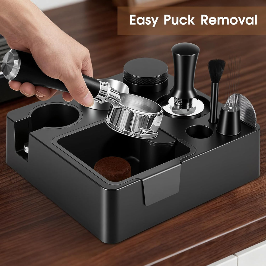 Reoszeank 51mm Espresso Accessories Kit - Knock Box & Tamping Station, Fits Delonghi & CASABREWS