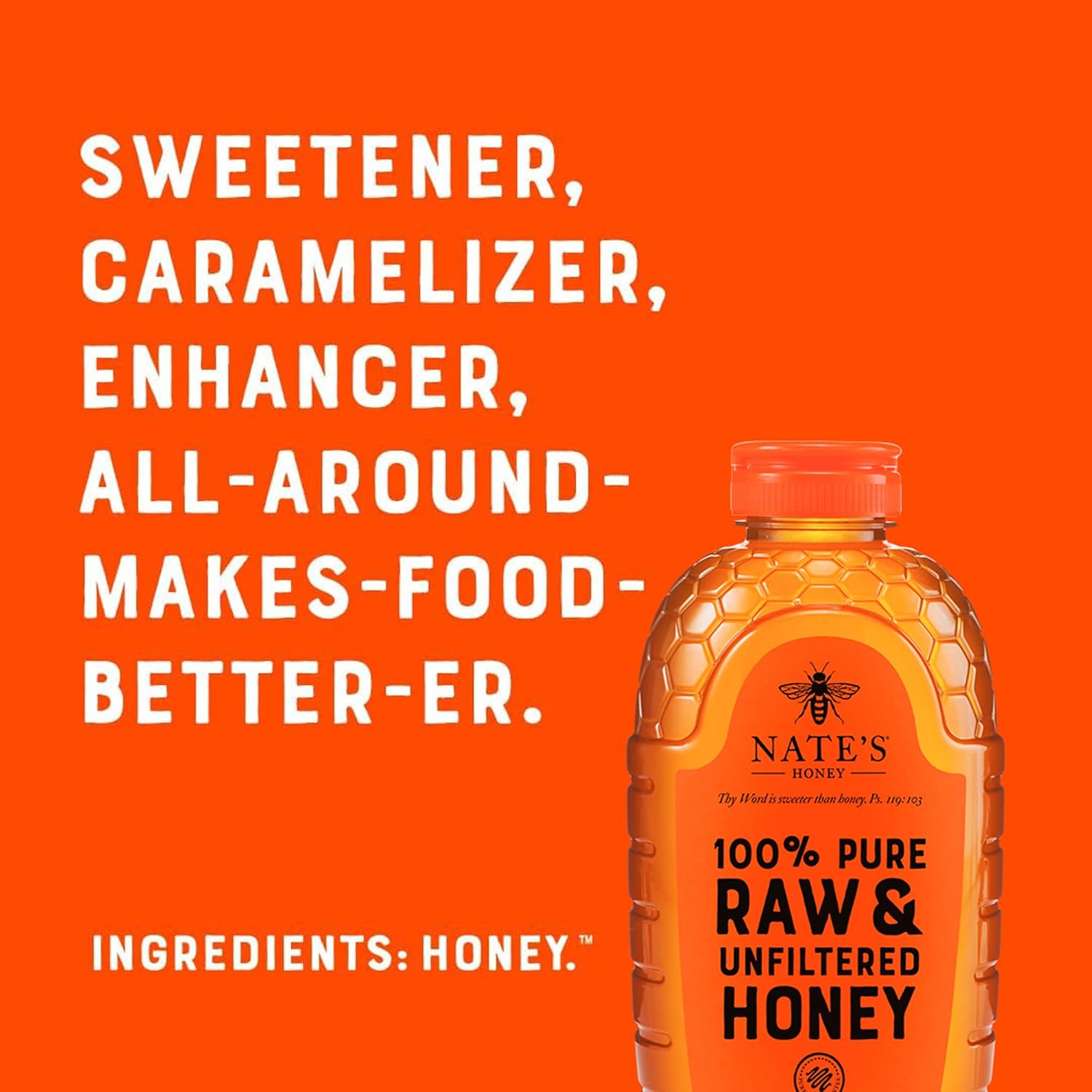 Nature Nate's 100% Pure Raw & Unfiltered Honey – Award-Winning Taste, 32 oz Squeeze Bottle