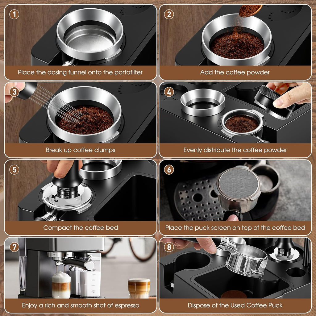 Reoszeank 51mm Espresso Accessories Kit - Knock Box & Tamping Station, Fits Delonghi & CASABREWS