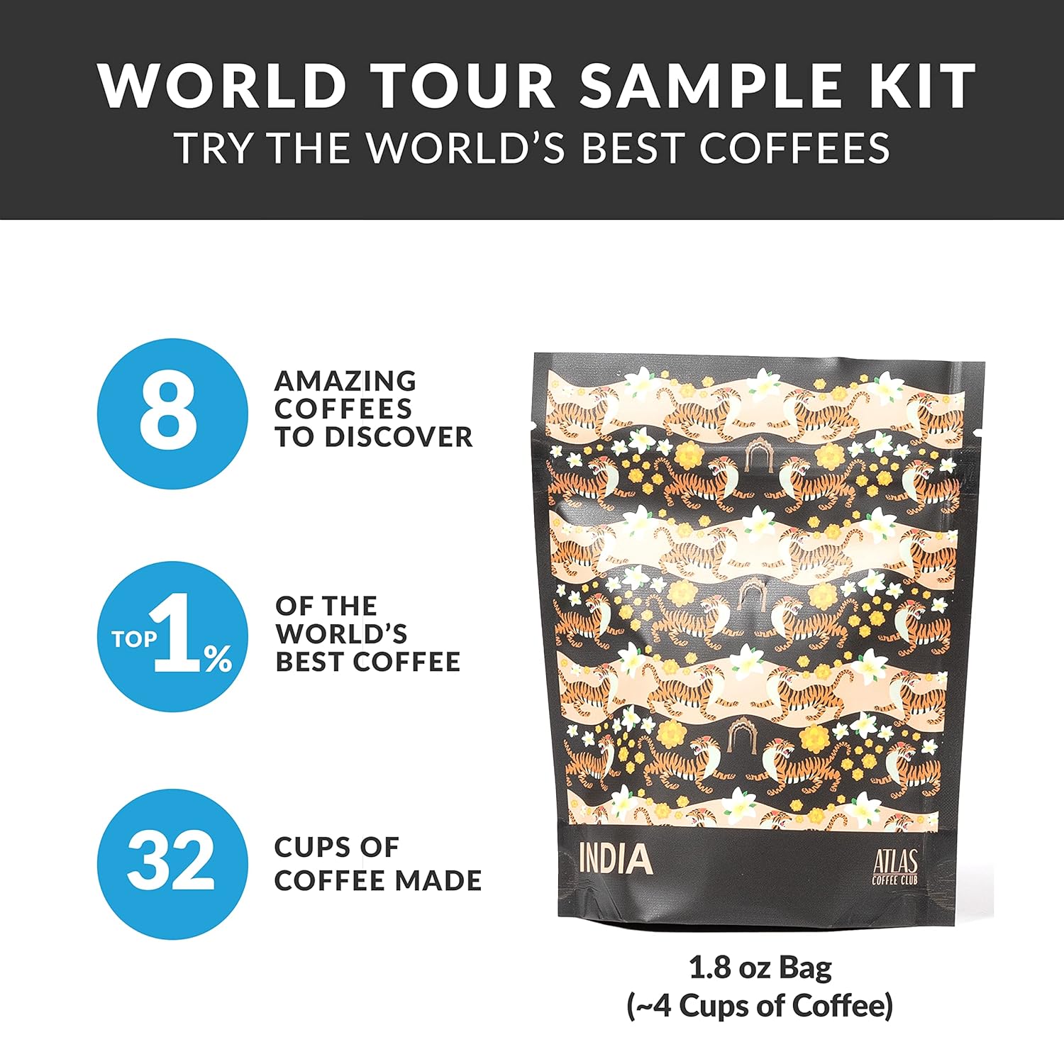 Atlas Coffee Club World Discovery Set – 8-Pack Single Origin Coffee Gift Sampler