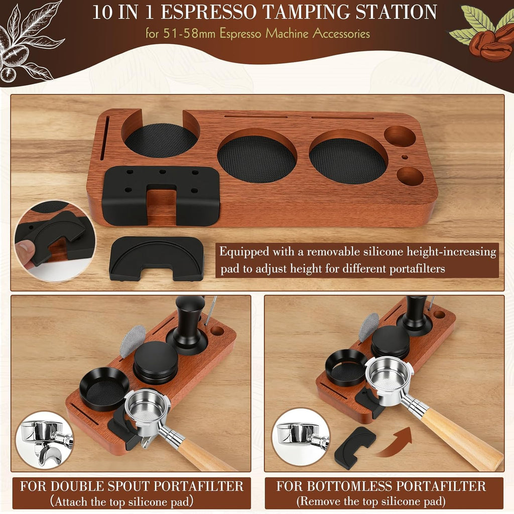 Y-Step 8 Pcs Espresso Accessories Kit - 51mm Tamper, WDT Tool & Tamping Station
