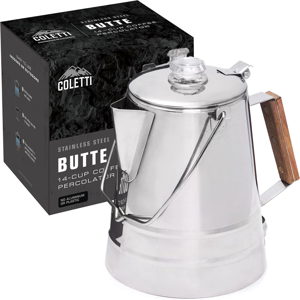 Cowboy Coffee Percolator — Stainless Steel Campfire Coffee Pot (24 Cup)