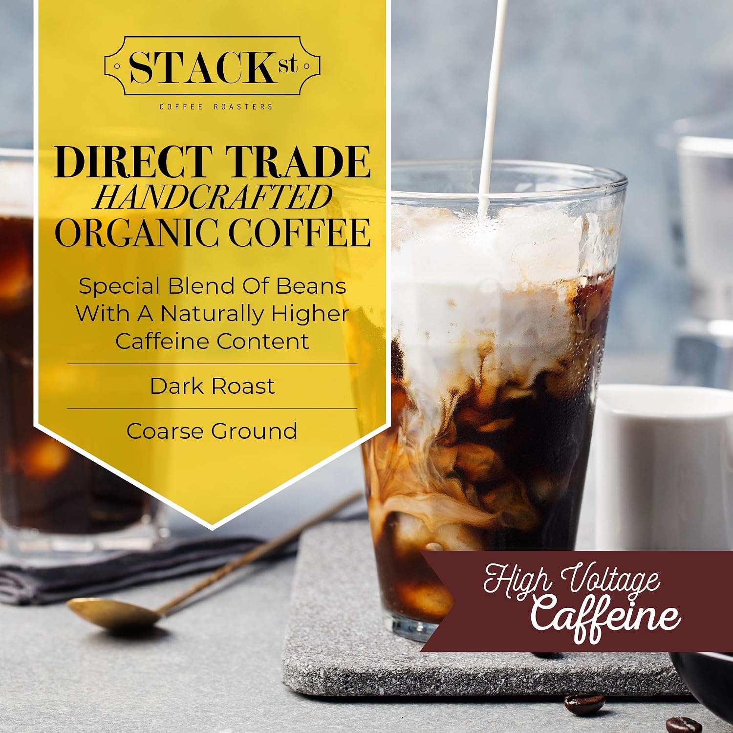 Stack Street CRANK Cold Brew Coffee — High Voltage Dark Roast, 16oz