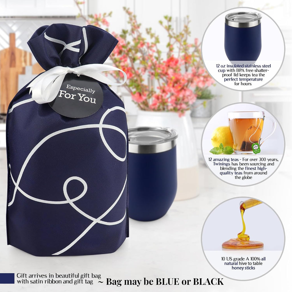 Tea Lovers Gift Basket — Insulated Cup, Teabags &amp; Honey