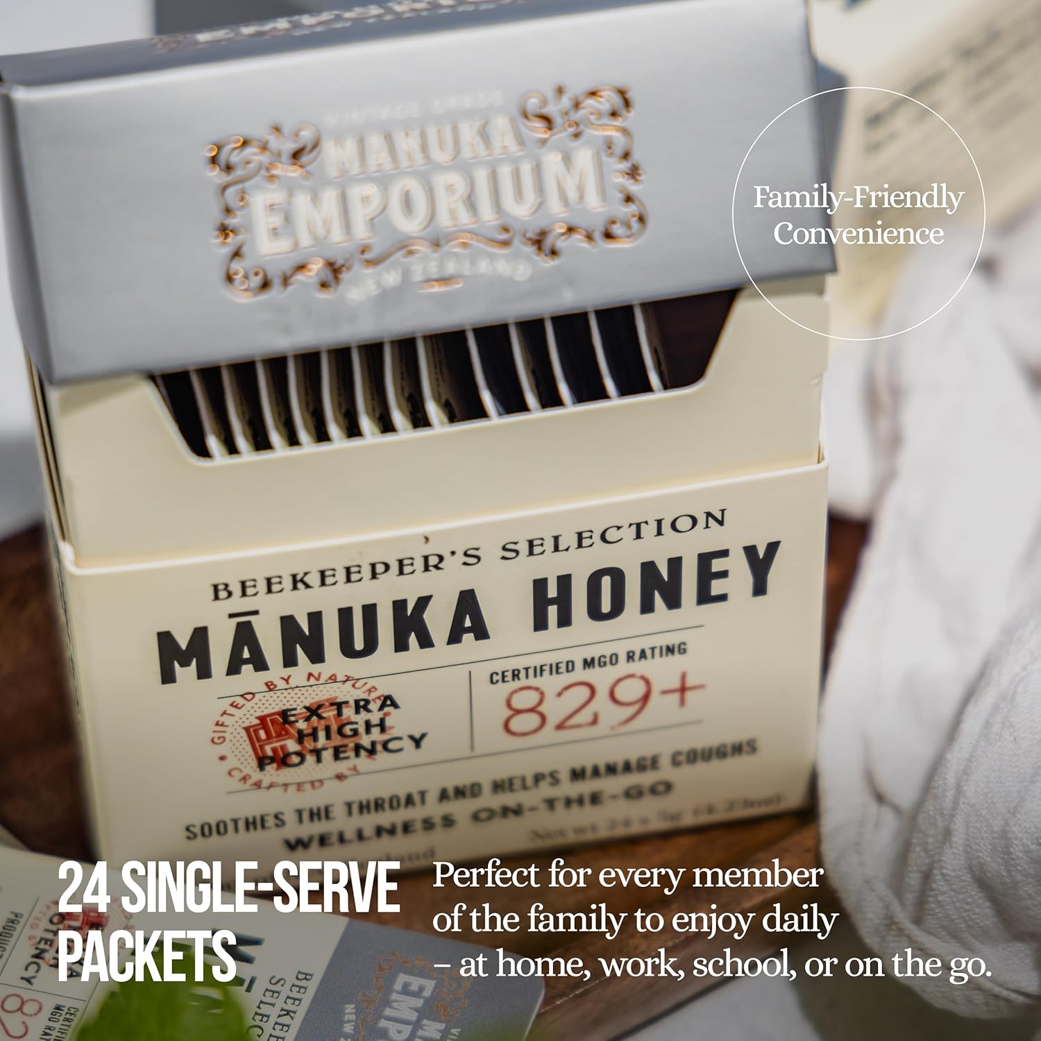 Manuka Emporium Raw Manuka Honey Snap Packs MGO829+ – 24-Count Single-Serve New Zealand Honey