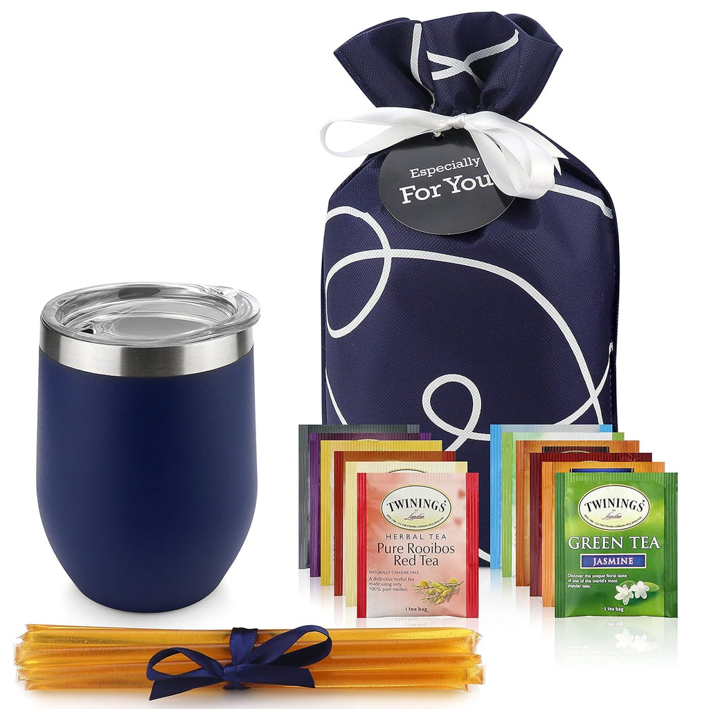 Tea Lovers Gift Basket — Insulated Cup, Teabags &amp; Honey