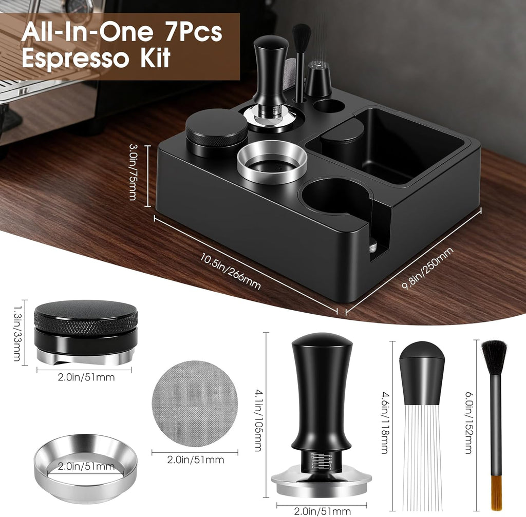 Reoszeank 51mm Espresso Accessories Kit - Knock Box & Tamping Station, Fits Delonghi & CASABREWS