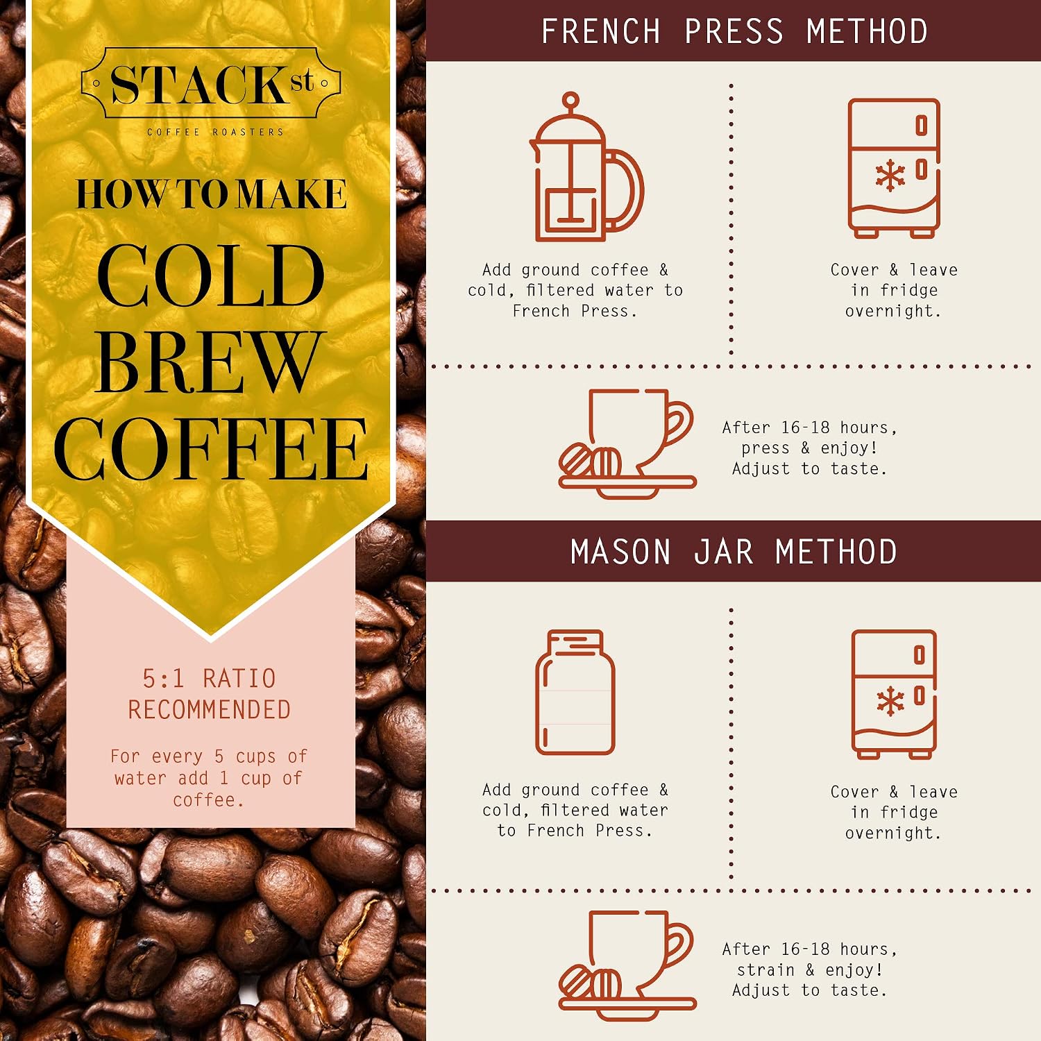 Stack Street CRANK Cold Brew Coffee — High Voltage Dark Roast, 16oz