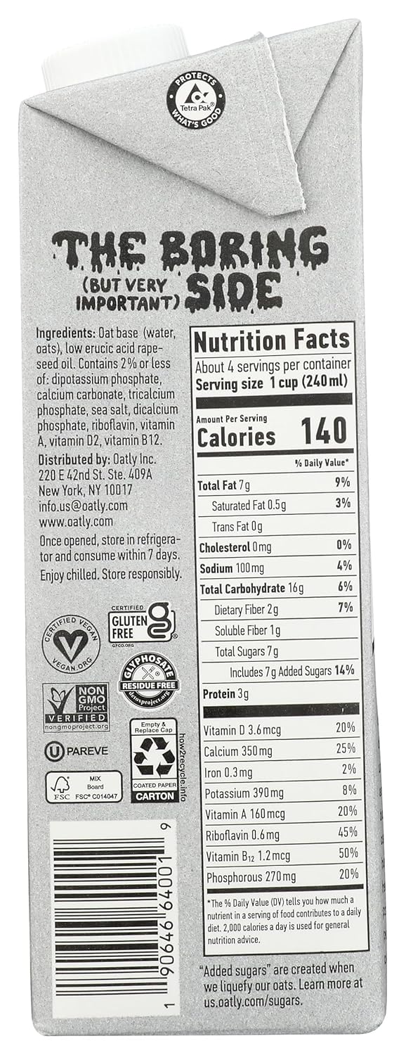 Oatly Barista Edition Oat Milk – Dairy-Free Plant-Based Milk for Lattes & Coffee (32 oz)