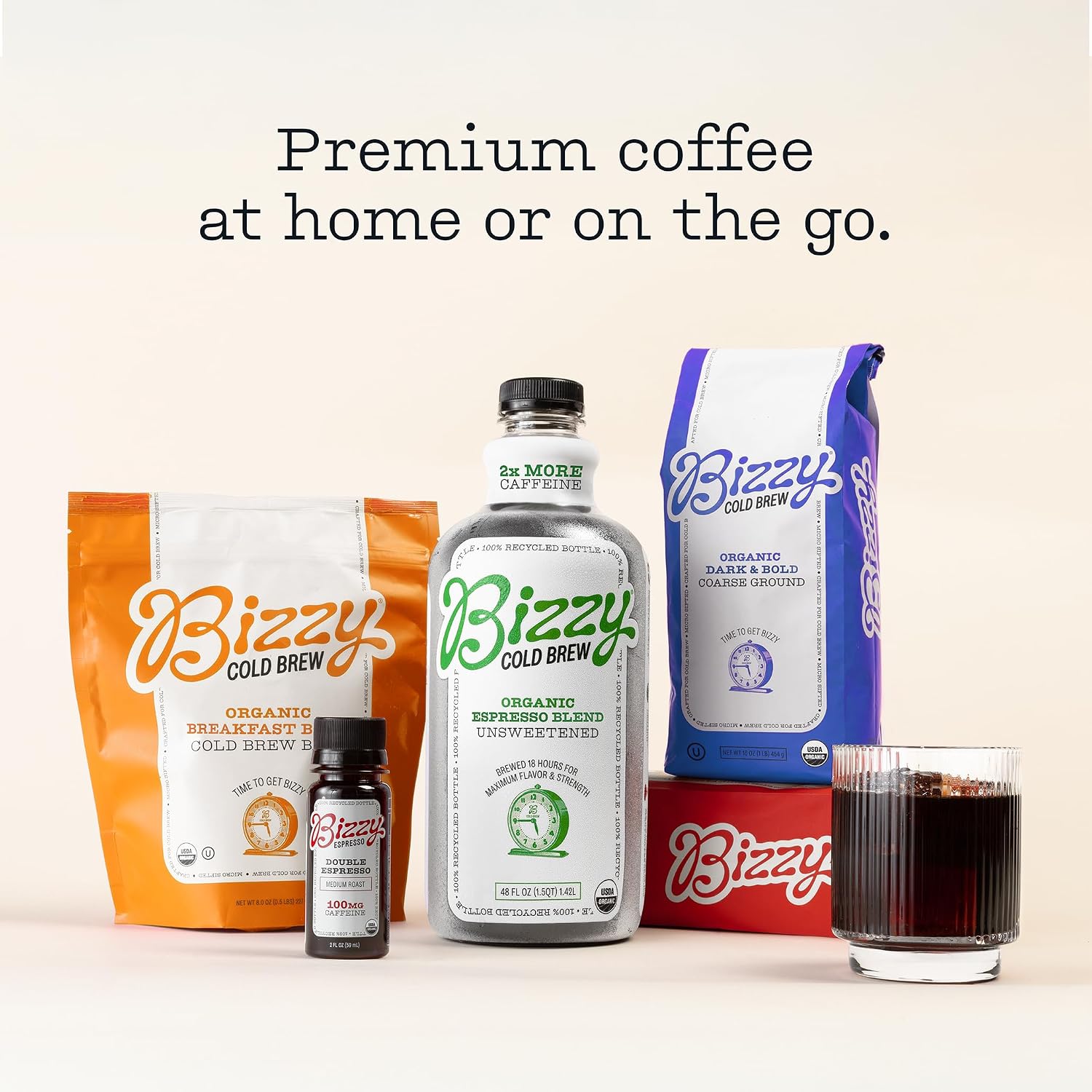 Bizzy Organic Cold Brew Coffee — Smooth & Sweet, 16oz