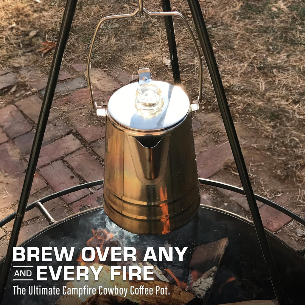 Cowboy Coffee Percolator — Stainless Steel Campfire Coffee Pot (24 Cup)
