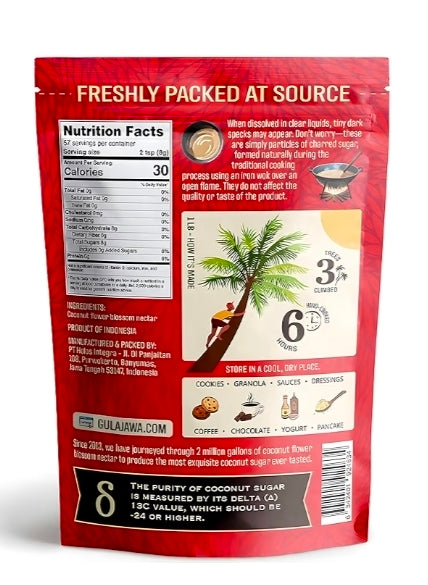 GULAJAWA Coconut Sugar – 100% Pure Single Origin Indonesian Palm Sugar, 1 lb