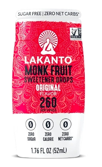 Lakanto Monk Fruit Sweetener Drops Original – Zero Sugar, Zero Calorie, 260 Servings (1.76 fl oz)