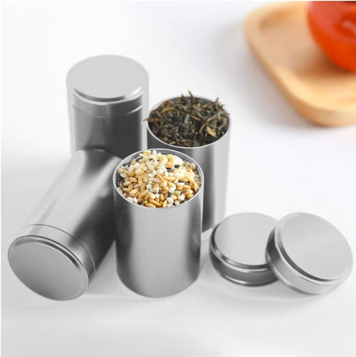 Airtight Tea Tin Storage Canister Set – Set of 4 Stainless Steel Loose Leaf Tea Tins
