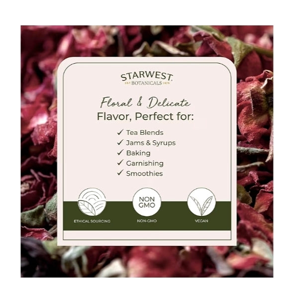 Dried Rose Petals – Culinary Grade Floral for Moroccan Tea, Rose Lattes & Herbal Blends