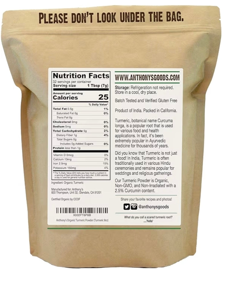 Organic Turmeric Powder – Golden Latte & Wellness Tea Spice, High Curcumin