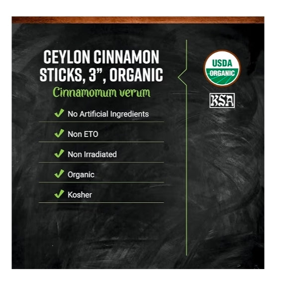 Anthony's Organic Ceylon Cinnamon Sticks – True Cinnamon for Coffee, Chai & Spiced Tea