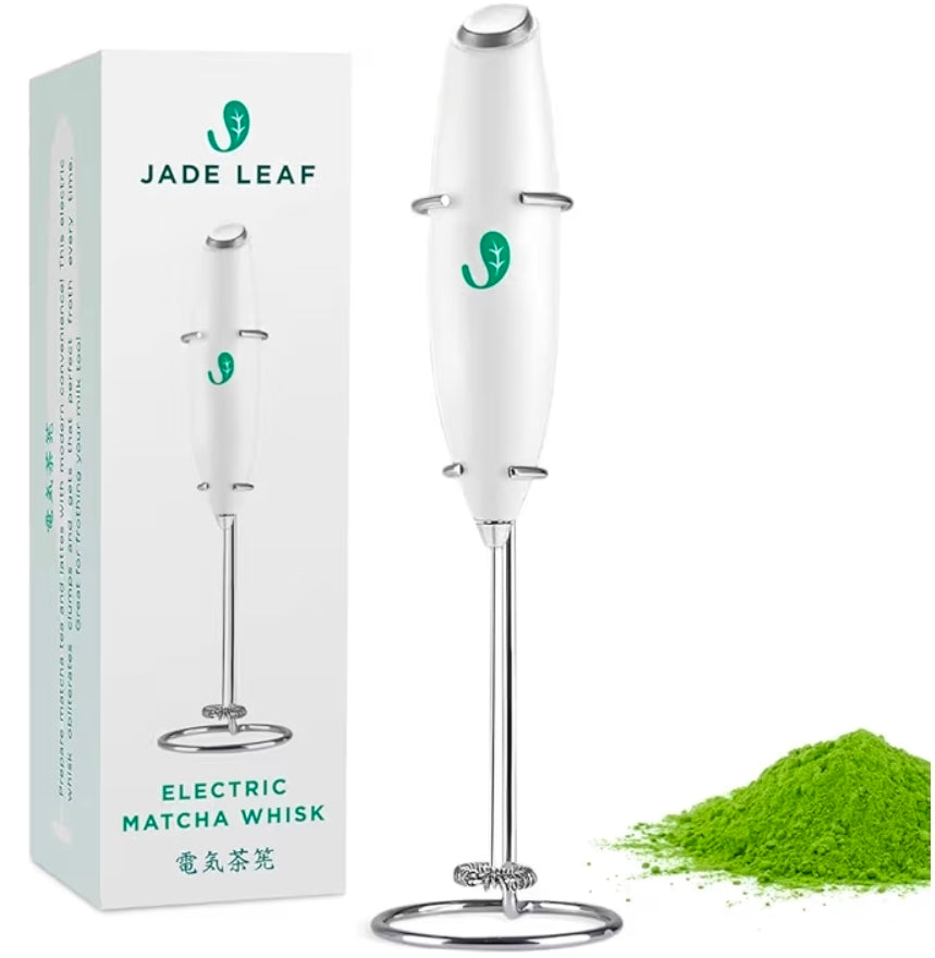 Jade Leaf Matcha Electric Whisk & Milk Frother – Barista-Style Handheld Mixer for Matcha Lattes