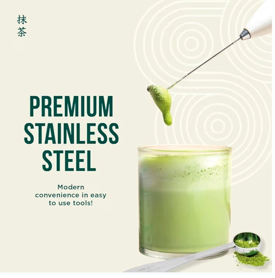 Jade Leaf Matcha Electric Whisk & Milk Frother – Barista-Style Handheld Mixer for Matcha Lattes