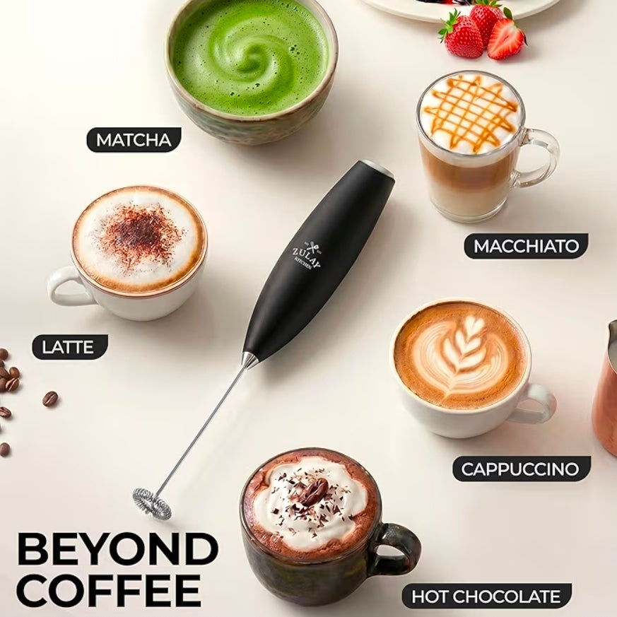 Zulay Kitchen Powerful Milk Frother Wand – Handheld Electric Foam Maker for Coffee & Lattes