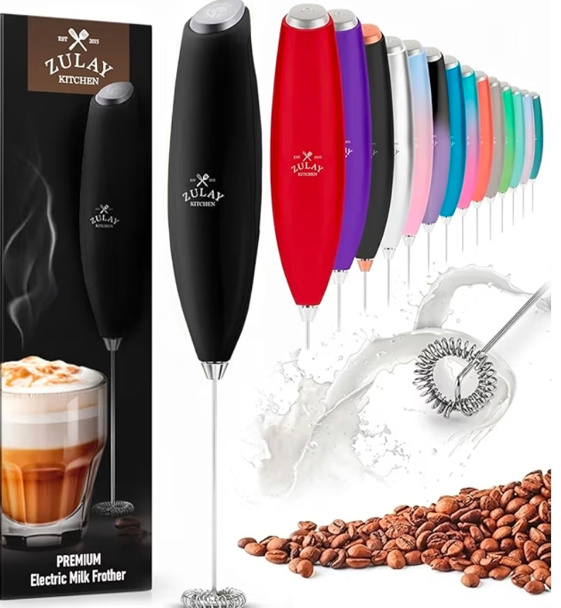Zulay Kitchen Powerful Milk Frother Wand – Handheld Electric Foam Maker for Coffee & Lattes