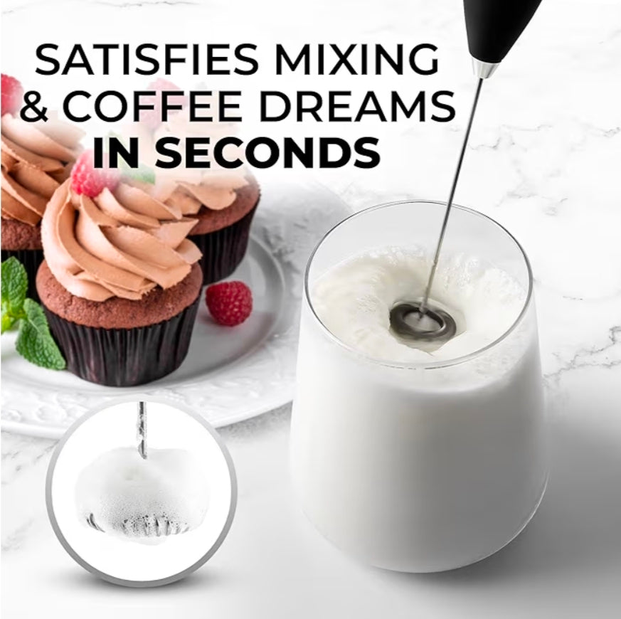 Zulay Kitchen Powerful Milk Frother Wand – Handheld Electric Foam Maker for Coffee & Lattes