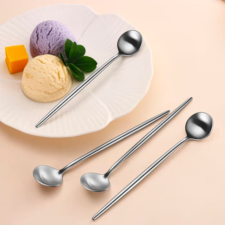 Long Handle Coffee & Tea Bar Spoon Set – 6.7" Stainless Steel Stirring Spoons (Set of 4)