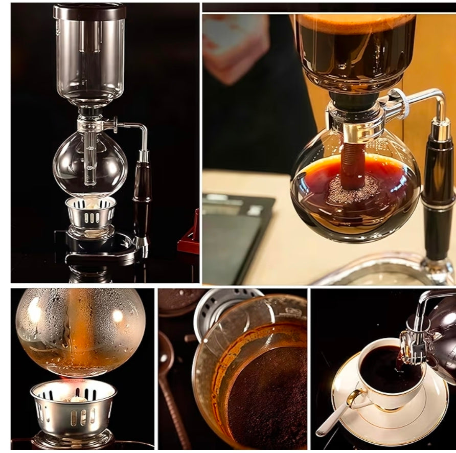 Borosilicate Glass Syphon Coffee Maker — 5-Cup Vacuum Tabletop Brewer