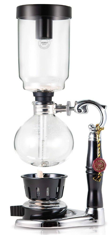 YAMA Glass 3-Cup Tabletop Siphon Coffee Maker with Alcohol Burner