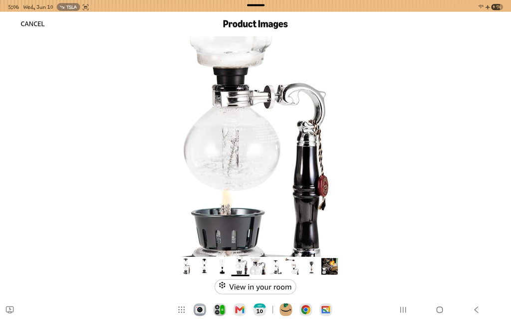 YAMA Glass 3-Cup Tabletop Siphon Coffee Maker with Alcohol Burner