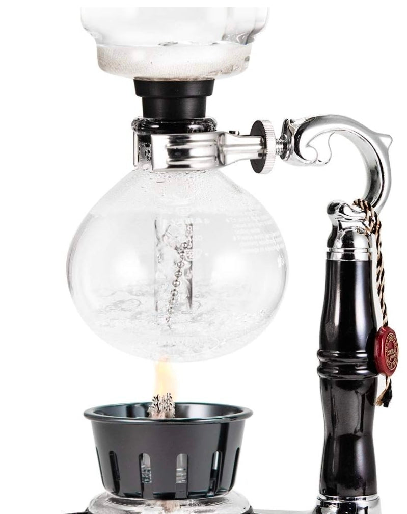 YAMA Glass 3-Cup Tabletop Siphon Coffee Maker with Alcohol Burner