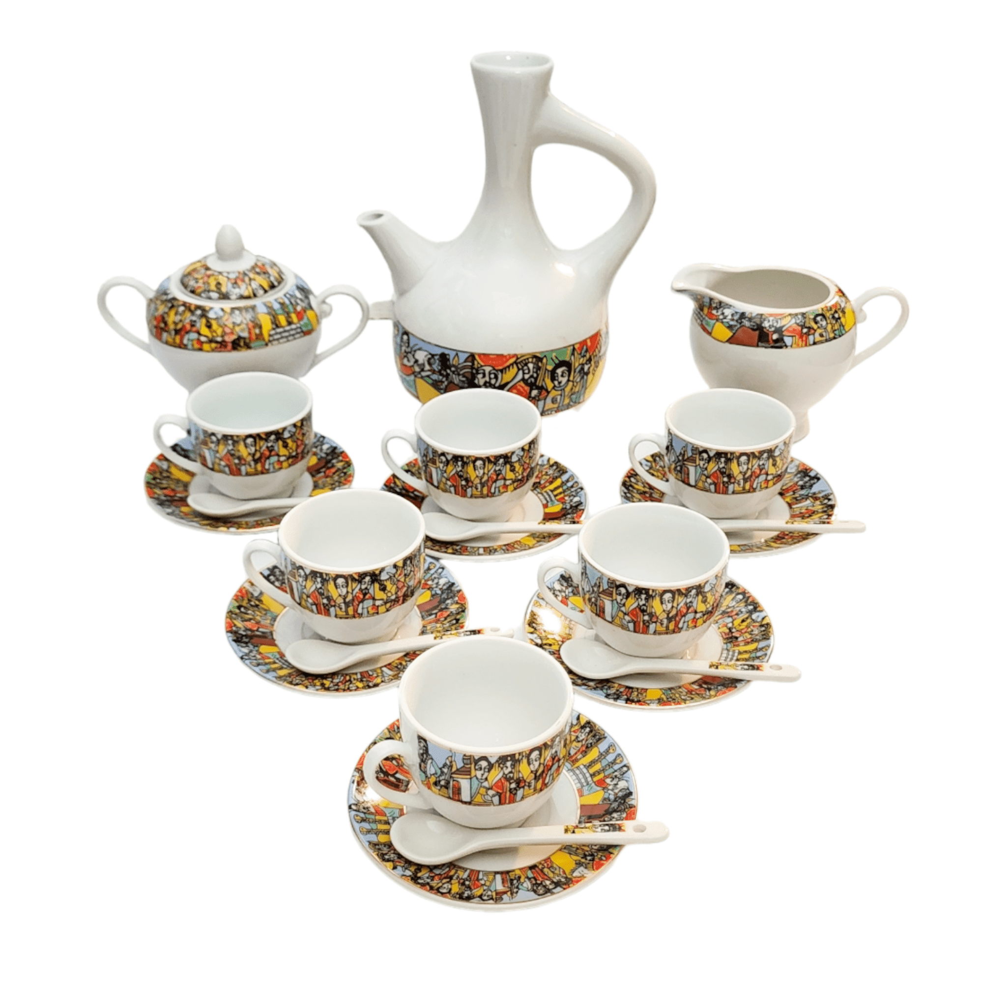 Ethiopian Coffee Ceremony Set — 41-Piece Traditional Ceramic Jebena Collection